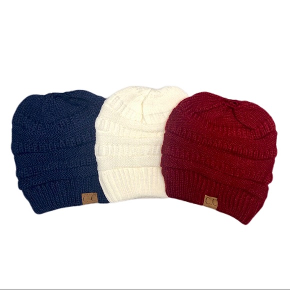 C.C Messy Bun Ponytail Beanie | Set of 3 - Picture 8 of 8